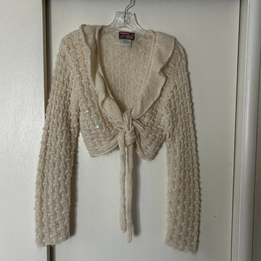 April Cornell shrug open knit sweater with sequins.  Size M